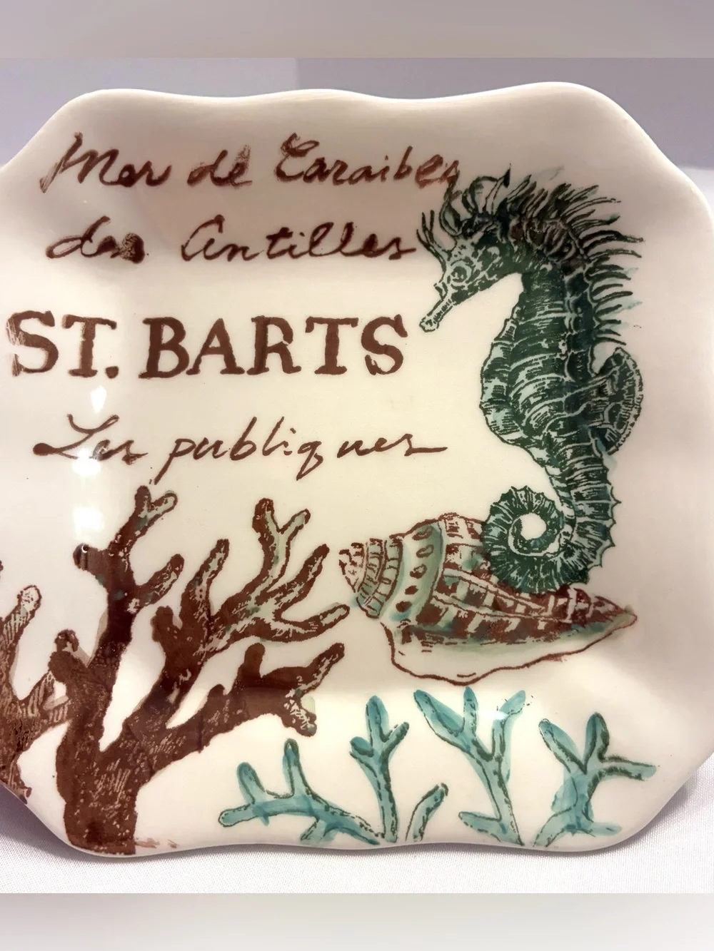 Maxcera “Sealife” - four ceramic square plates, 5” x 5”